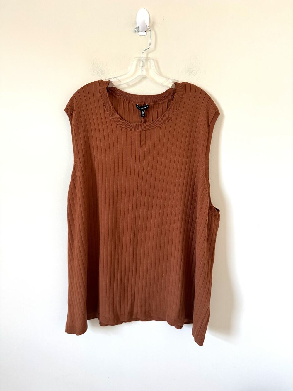 Universal Standard Ribbed Knit Sweater Vest Brown Size 3XL NEW